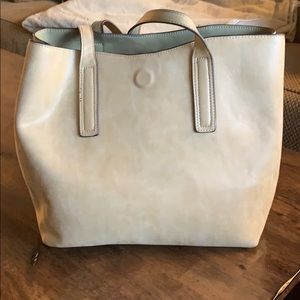Reversible Green/Beige Tote